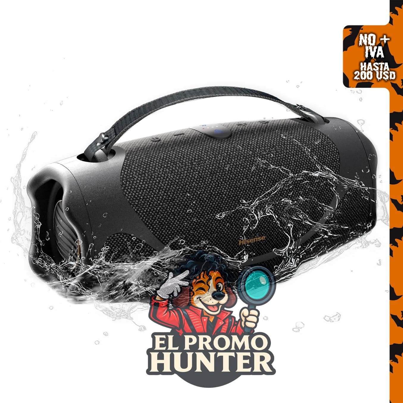 Hisense FlexBoom - Altavoz Bluetooth portátil, IP67 impermeable, a prueba de polvo y golpes, hasta 80 W de potencia.