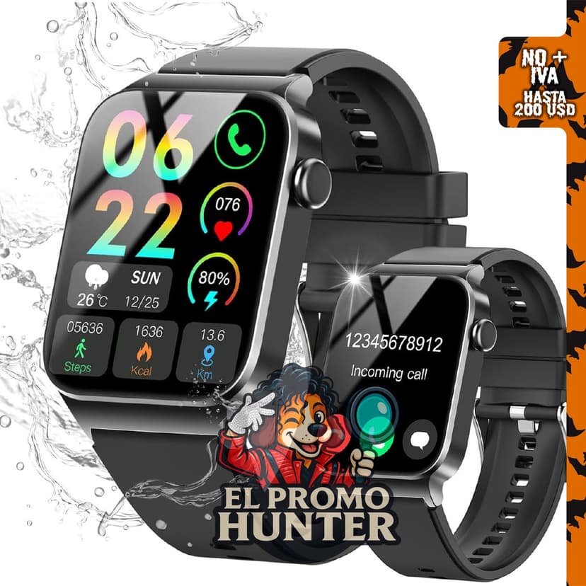 STECEi Reloj inteligente con pantalla HD de 1.85" y monitor de frecuencia cardíaca/sueño.