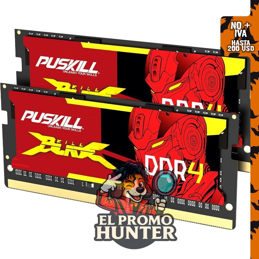 PUSKILL 16 GB DDR4 3200 MHz SODIMM CL22 RAM para laptop (2 módulos de 8 GB).