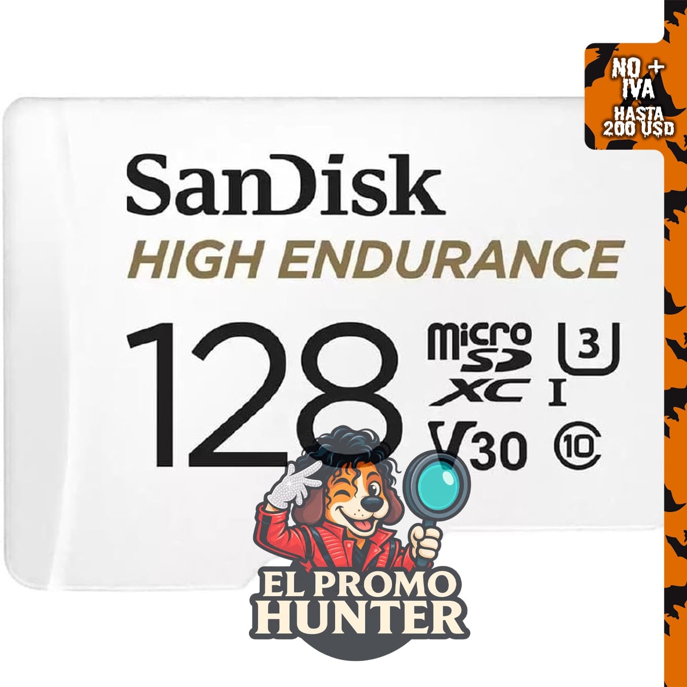 Tarjeta microSDXC SanDisk de 128 GB, C10, U3, V30, compatible con cámaras de tablero y sistemas de monitoreo.