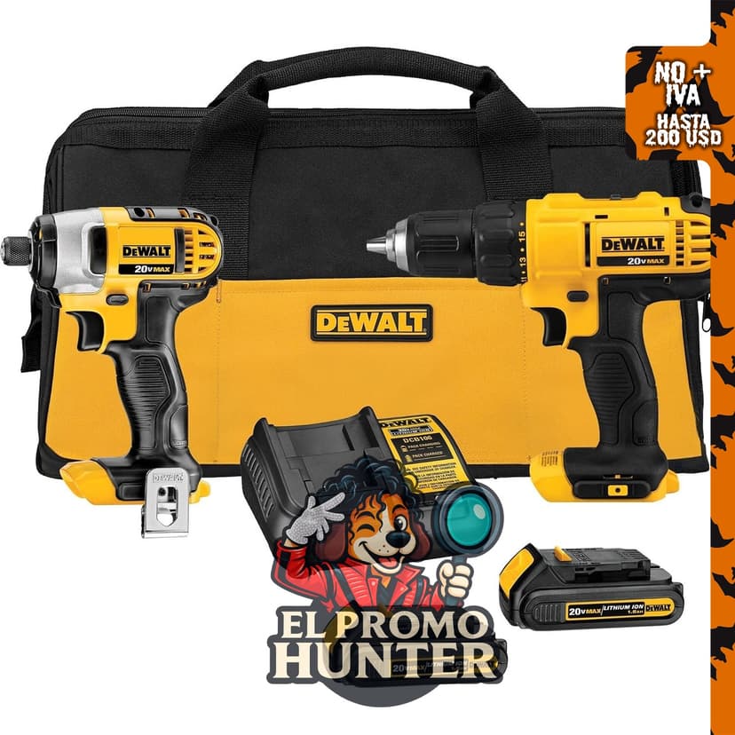 DEWALT Kit de combo de perforación inalámbrico de 20V MAX, 2-Herramienta (DCK240C2)