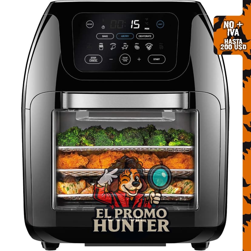 CHEFMAN Freidora de aire digital multifuncional XL, asador, deshidratador y horno de convección con 17 ajustes preestablecidos.