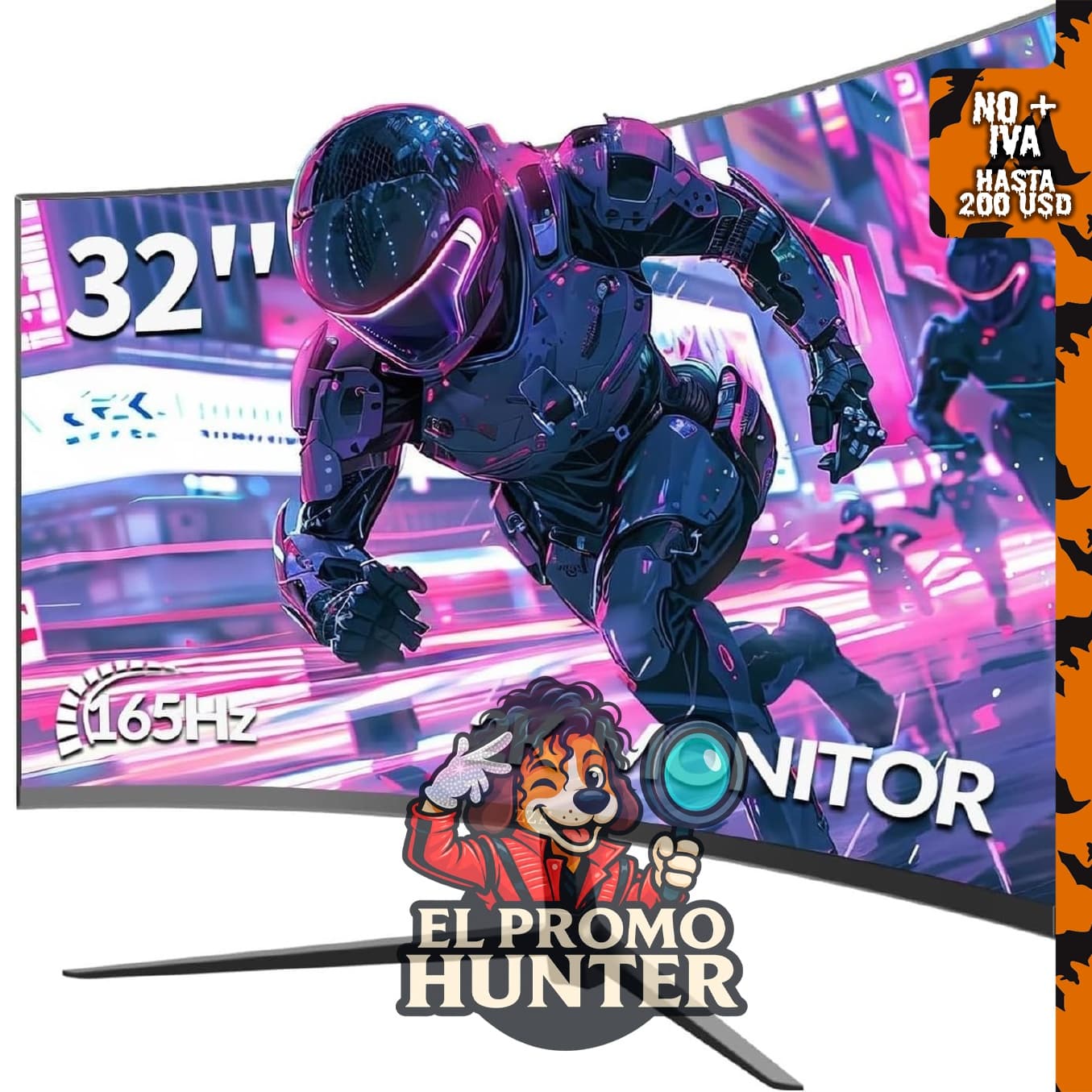 Monitor curvo ZZA de 32 pulgadas, pantalla VA 1440p, 165Hz, 1 ms, FreeSync y G-Sync.