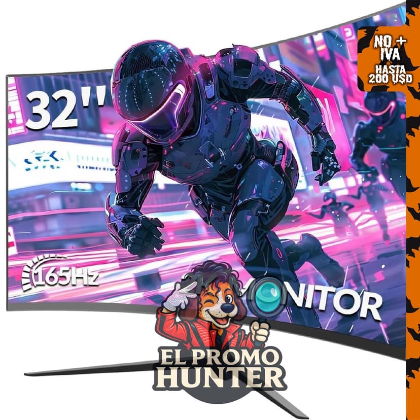 Monitor curvo ZZA de 32 pulgadas, pantalla VA 1440p, 165Hz, 1 ms, FreeSync y G-Sync.