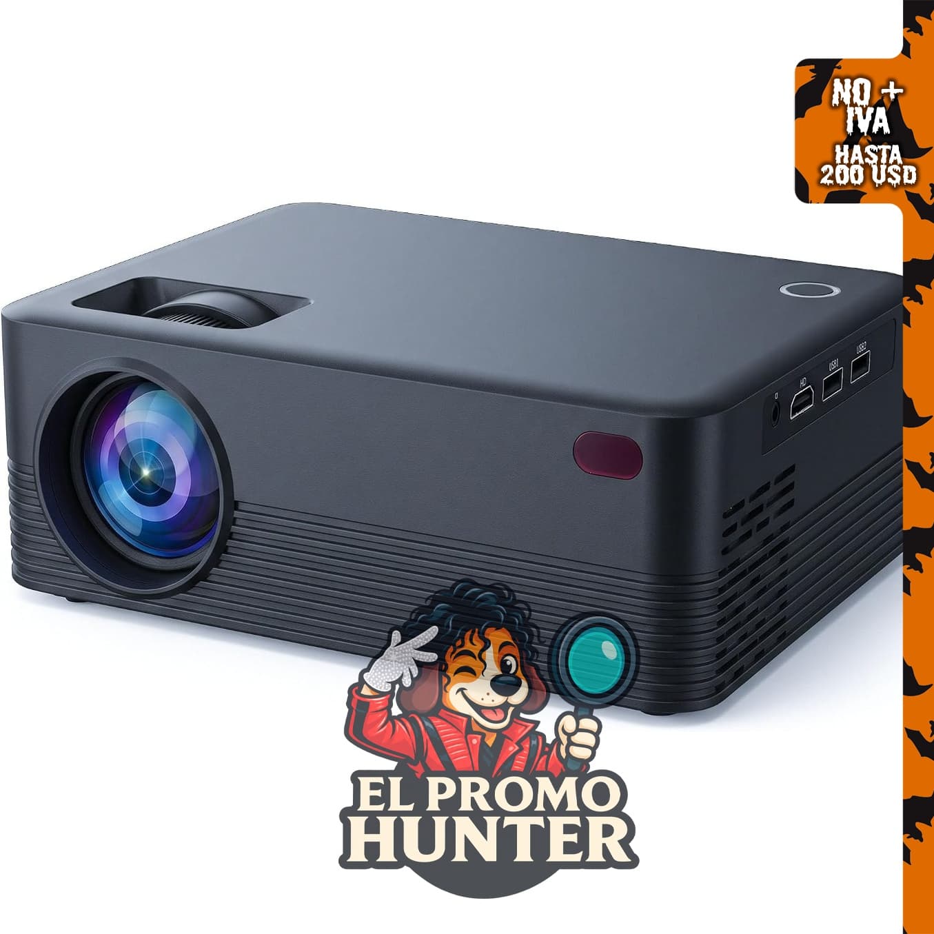 Mini proyector portátil 4K con Wi-Fi y Bluetooth.