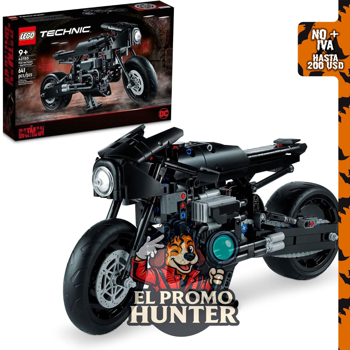 LEGO Technic The Batman – Set de BATCYCLE 42155, motocicleta de juguete coleccionable a escala.
