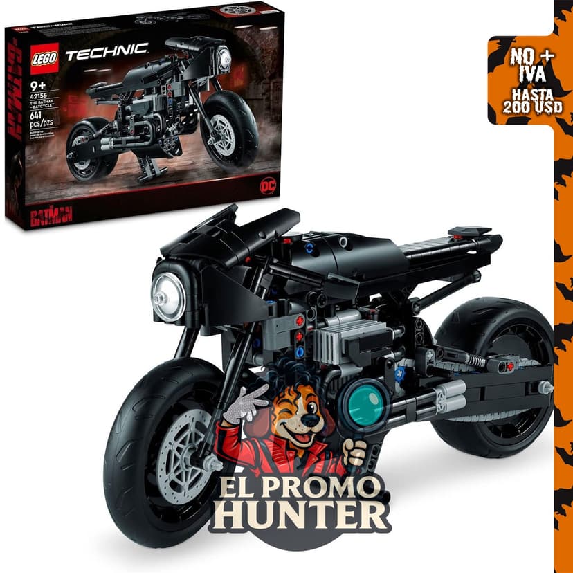 LEGO Technic The Batman – Set de BATCYCLE 42155, motocicleta de juguete coleccionable a escala.