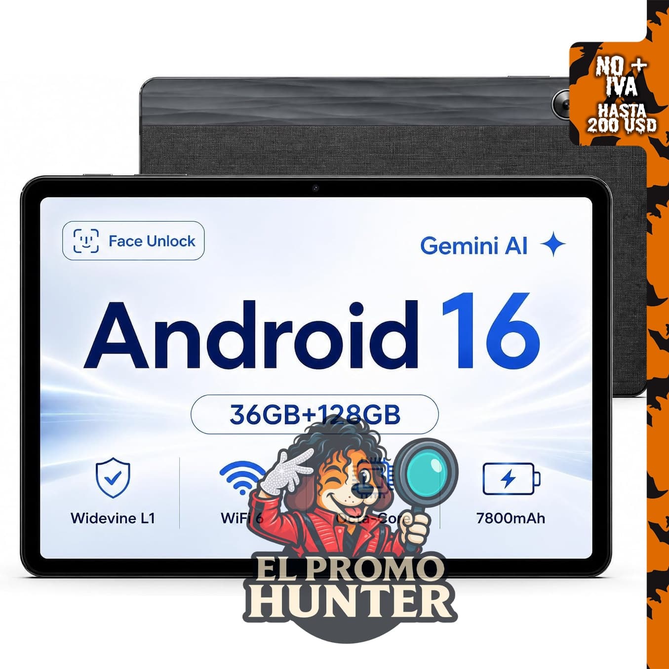 Tablet Android de 11" (28 cm) con procesador Octa-Core, 36GB RAM y 128GB de almacenamiento.