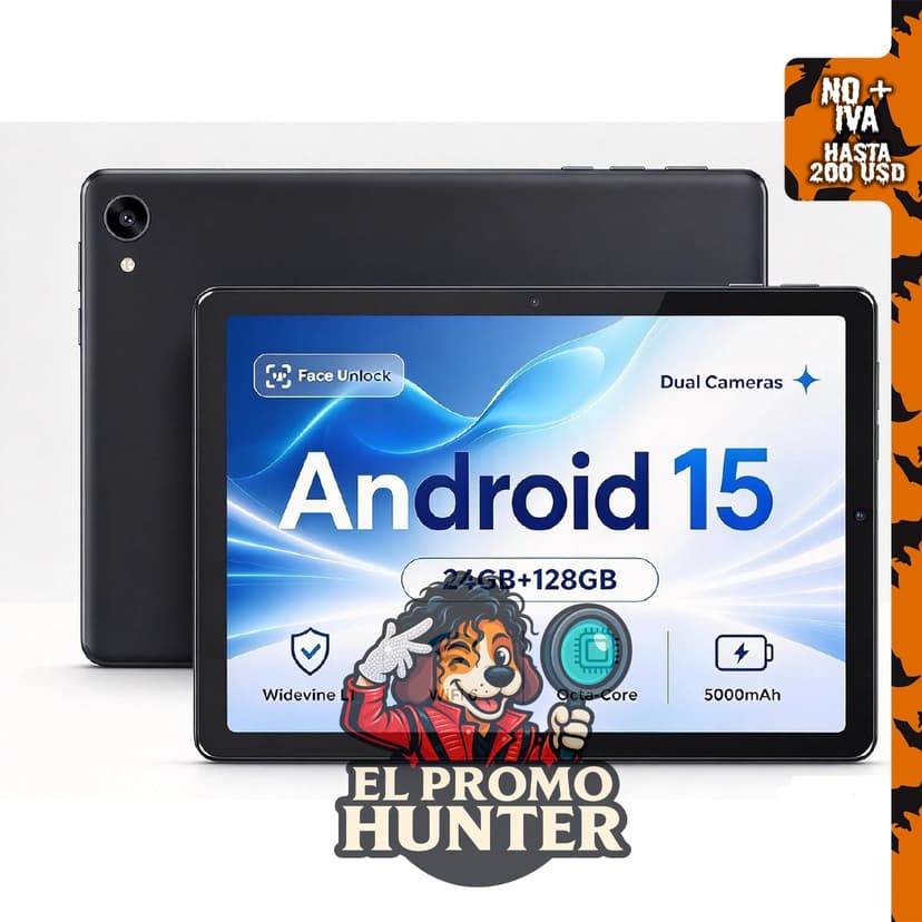 Tablet Android de 10.1" (1280 x 800), procesador Octa-Core, 128 GB, expansión hasta 1 TB, WiFi 5G/2.4G, BT 5.0.