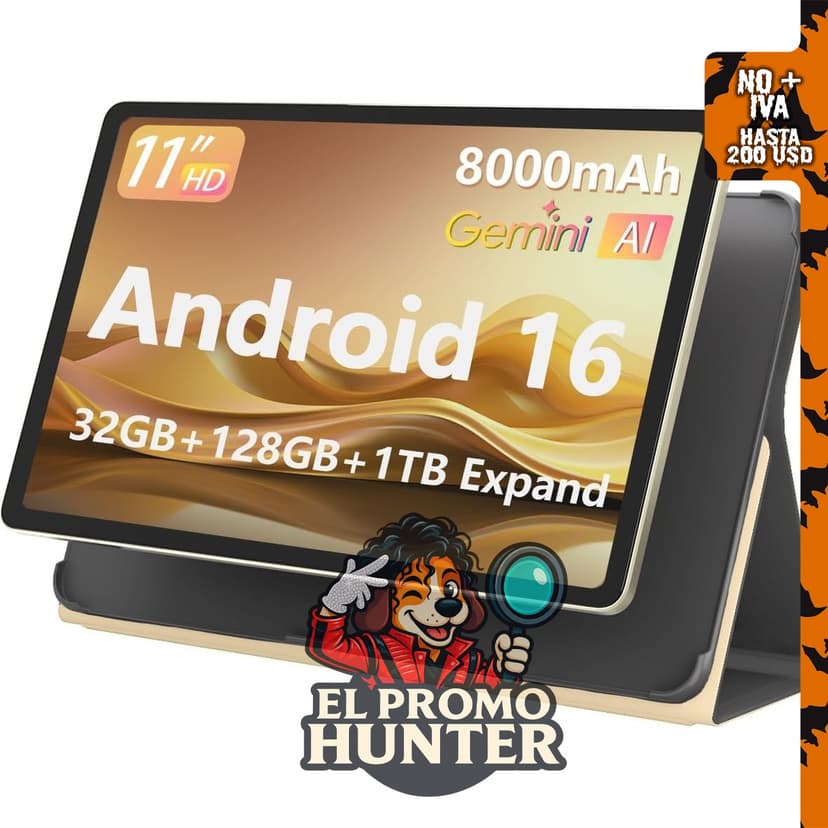 Tablet Android de 11" (28 cm), 32 GB de RAM y 128 GB de ROM (expansión).