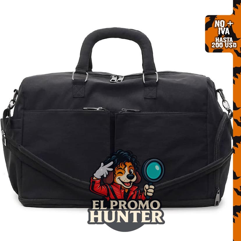 Bolsa de deporte expandible con compartimento para zapatos y húmedos, impermeable, color negro.