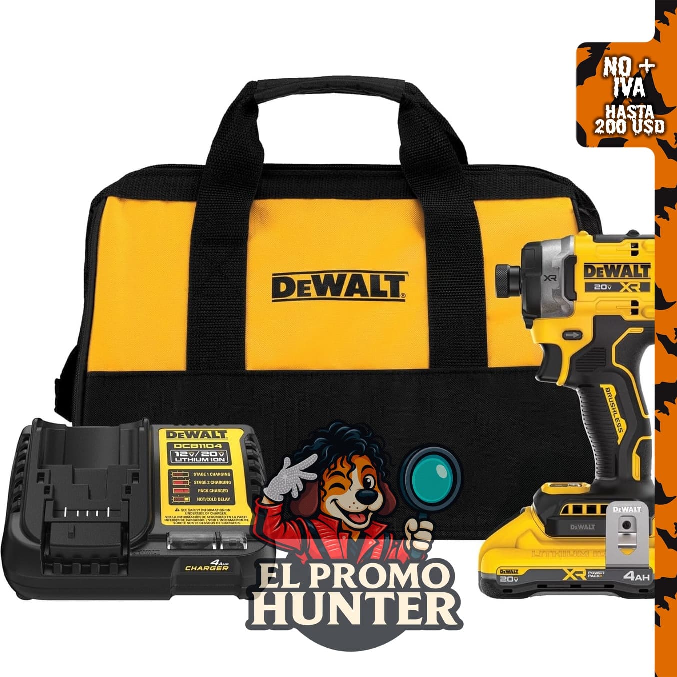 DEWALT Kit de destornillador de impacto 20V MAX XR, inalámbrico, con 3 velocidades y alto torque.