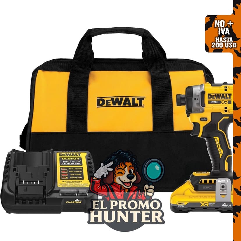 DEWALT Kit de destornillador de impacto 20V MAX XR, inalámbrico, con 3 velocidades y alto torque.