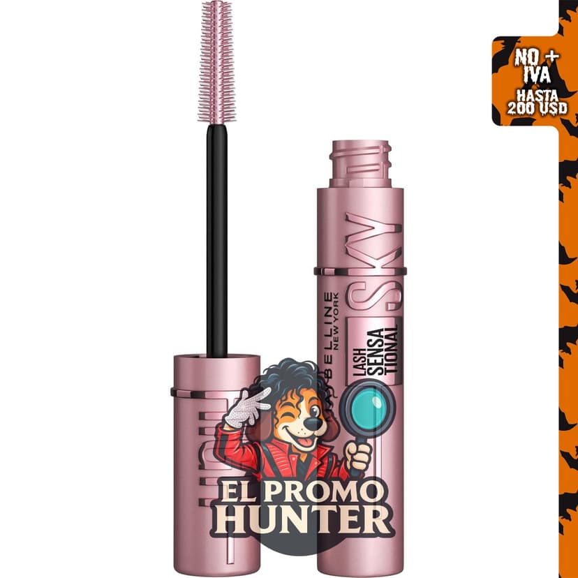 Maybelline Lash Sensational Sky High - Máscara de pestañas lavable, negro más negro, 1 unidad.