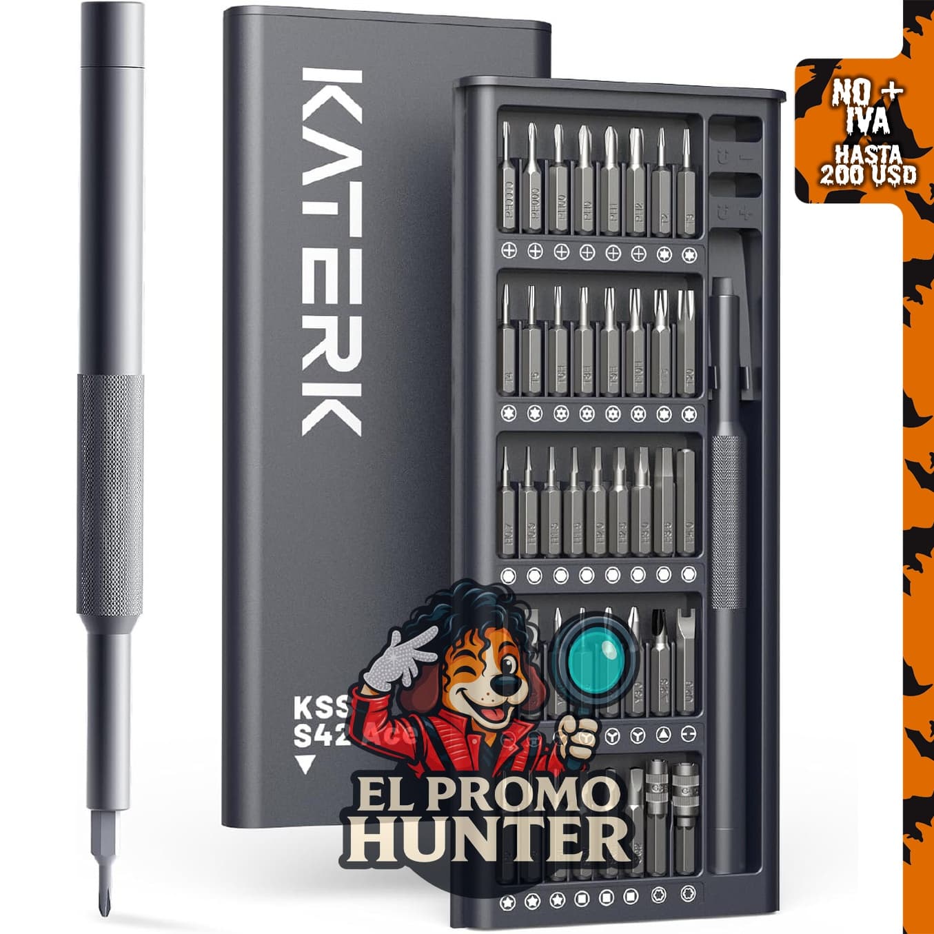KATERK Juego de mini destornilladores 42 en 1, herramientas de reparación magnéticas de precisión.
