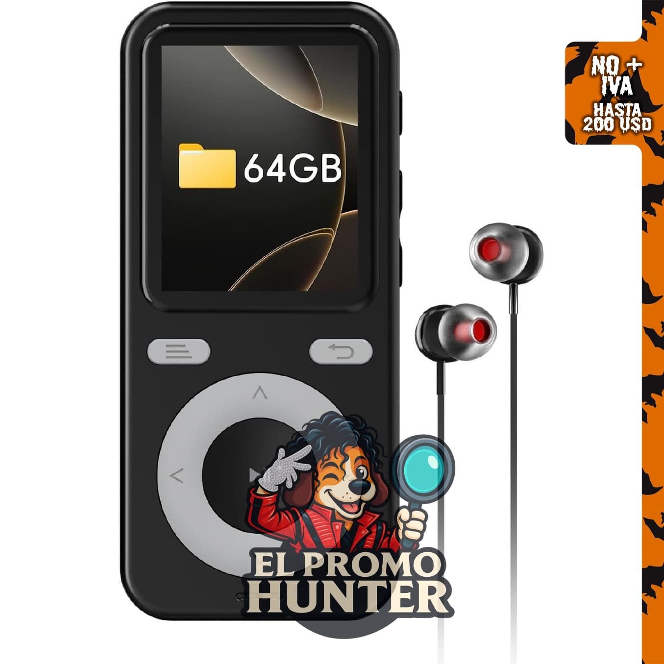 Reproductor MP3 Bluetooth wiwoo de 64GB con altavoz y radio FM.