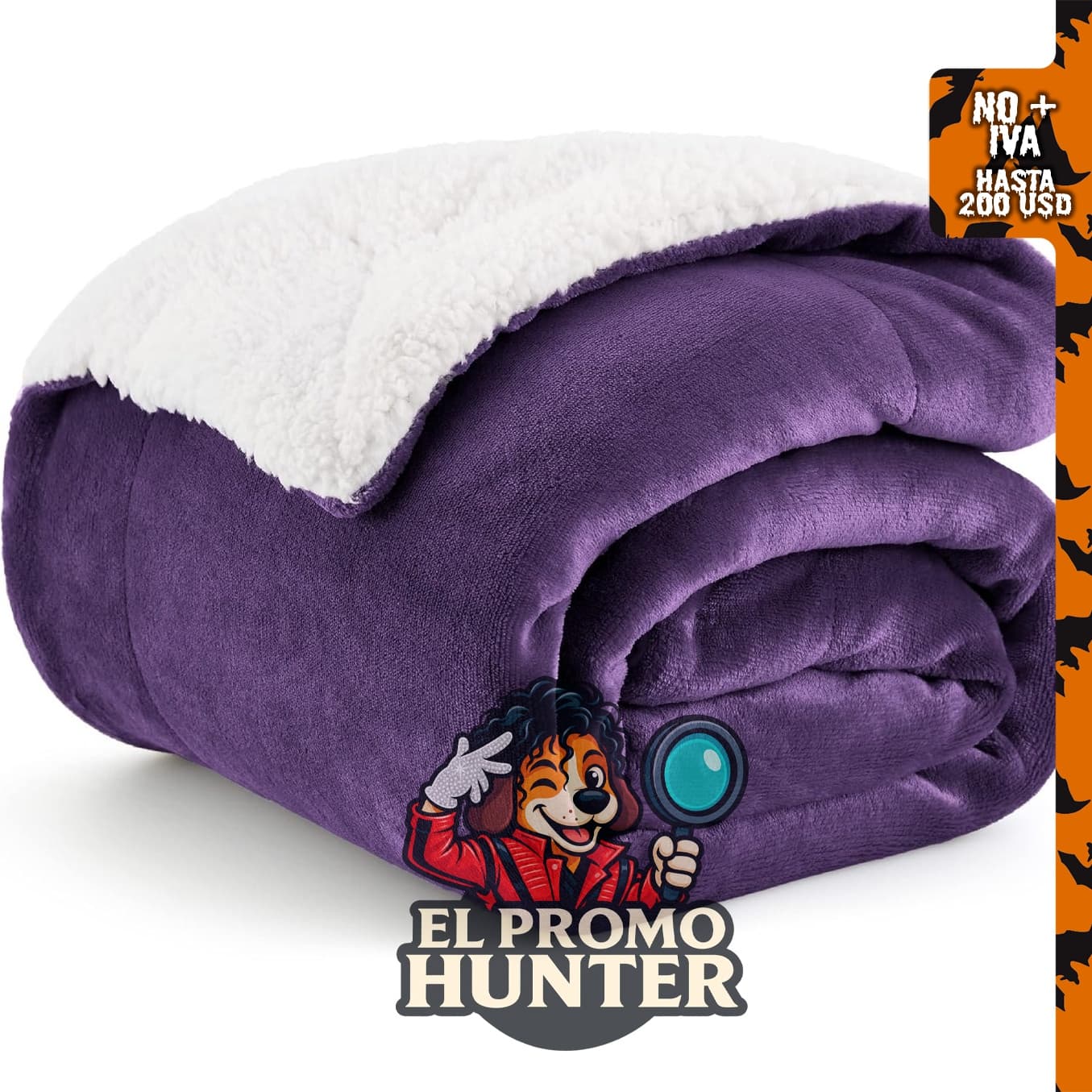 Manta Bedsure de forro polar Sherpa, 50 x 60 pulgadas (127 x 152 cm), morado.