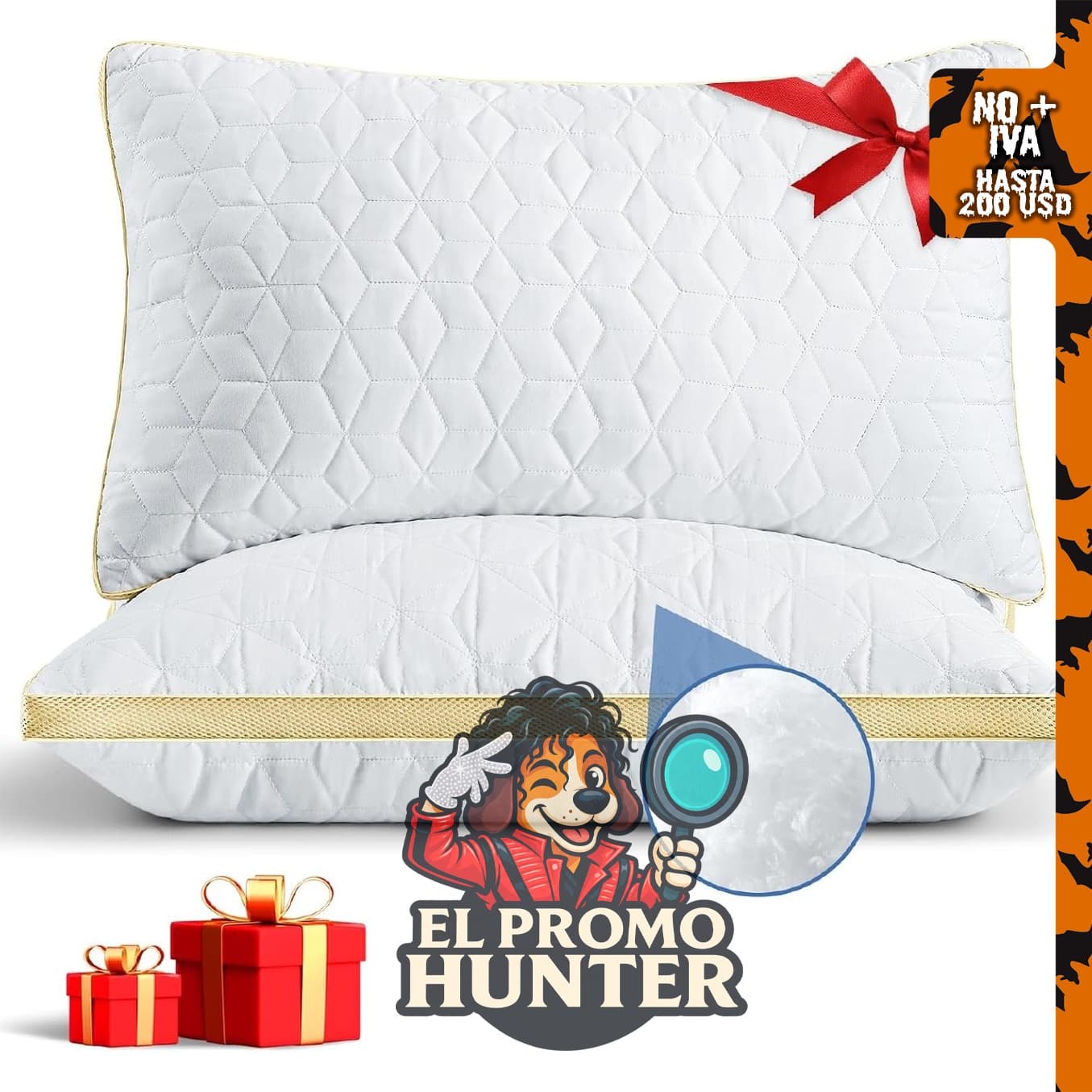Juego de 2 almohadas tamaño Queen, alternativa de plumón suave y refrescante.