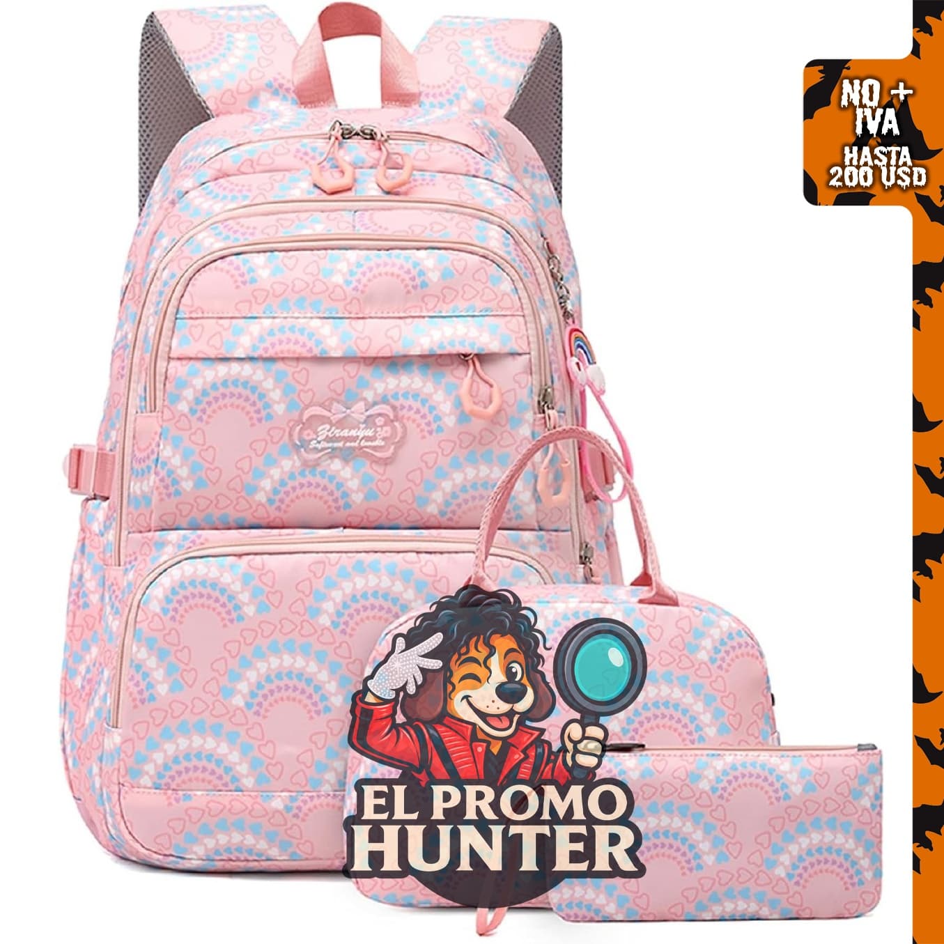 Mochila Mfikaryi para niñas con lonchera, combo para la escuela.