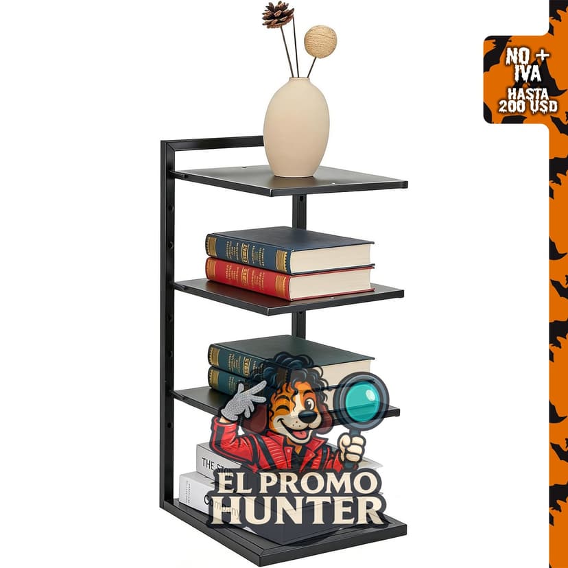 Estantería pequeña de metal de 4 niveles, ajustable, para escritorio y almacenamiento de libros.