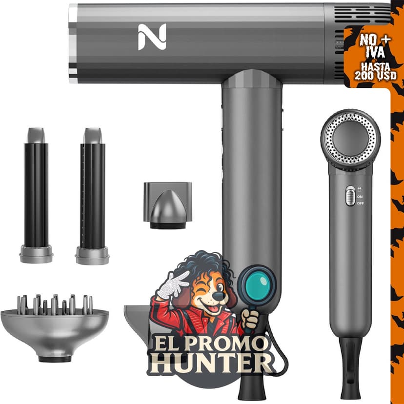 Nicebay Secador de pelo de alta velocidad de 1600 W con difusor y rizador.