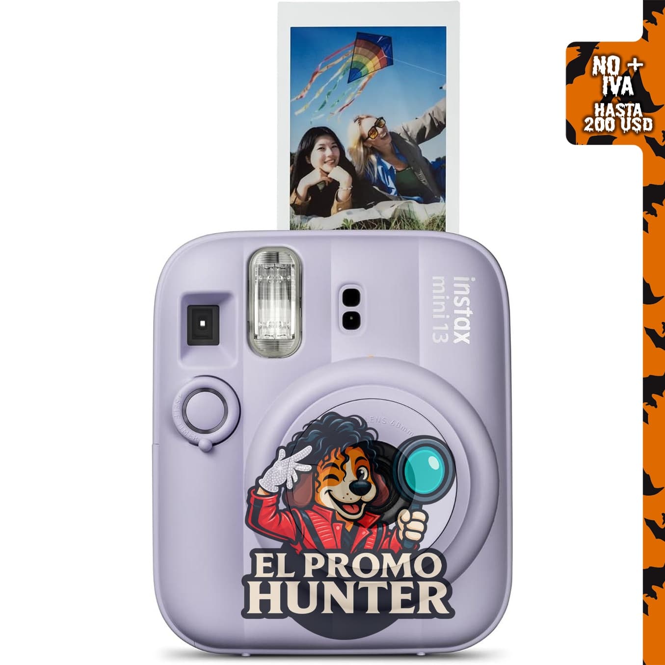 FUJIFILM instax mini 13 cámara de película instantánea en color púrpura.