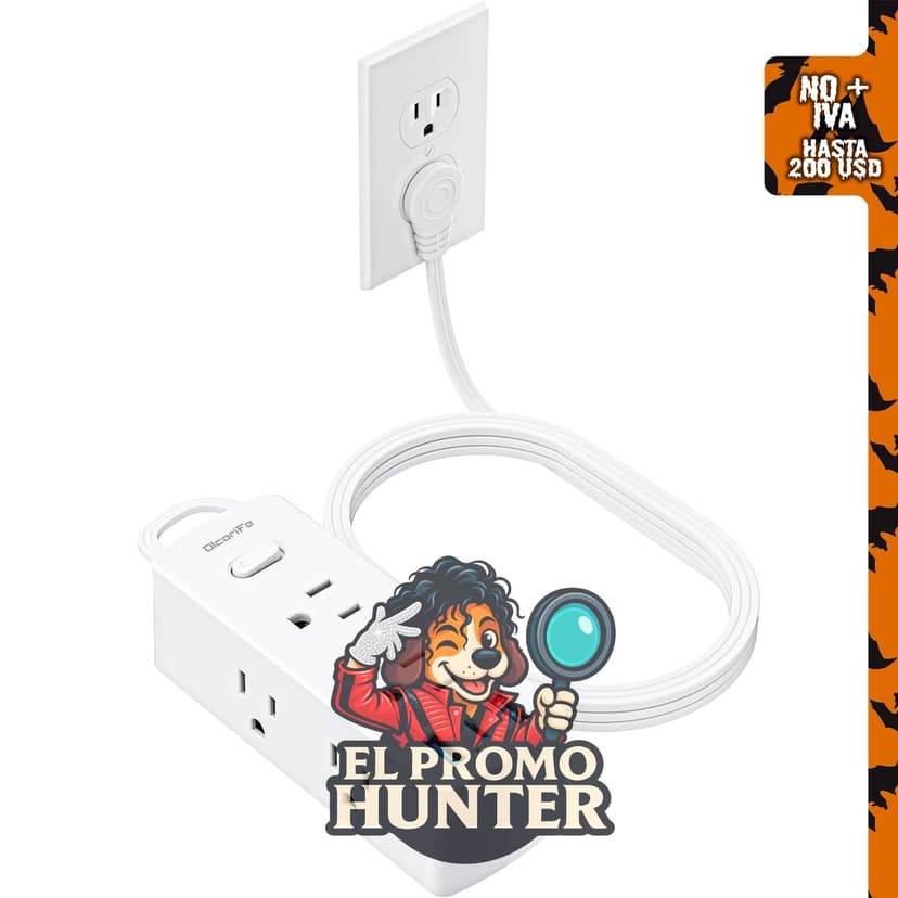 Olcorife regleta de alimentación con 6 tomas y 3 puertos USB (1 USB C), cable de 5 pies.