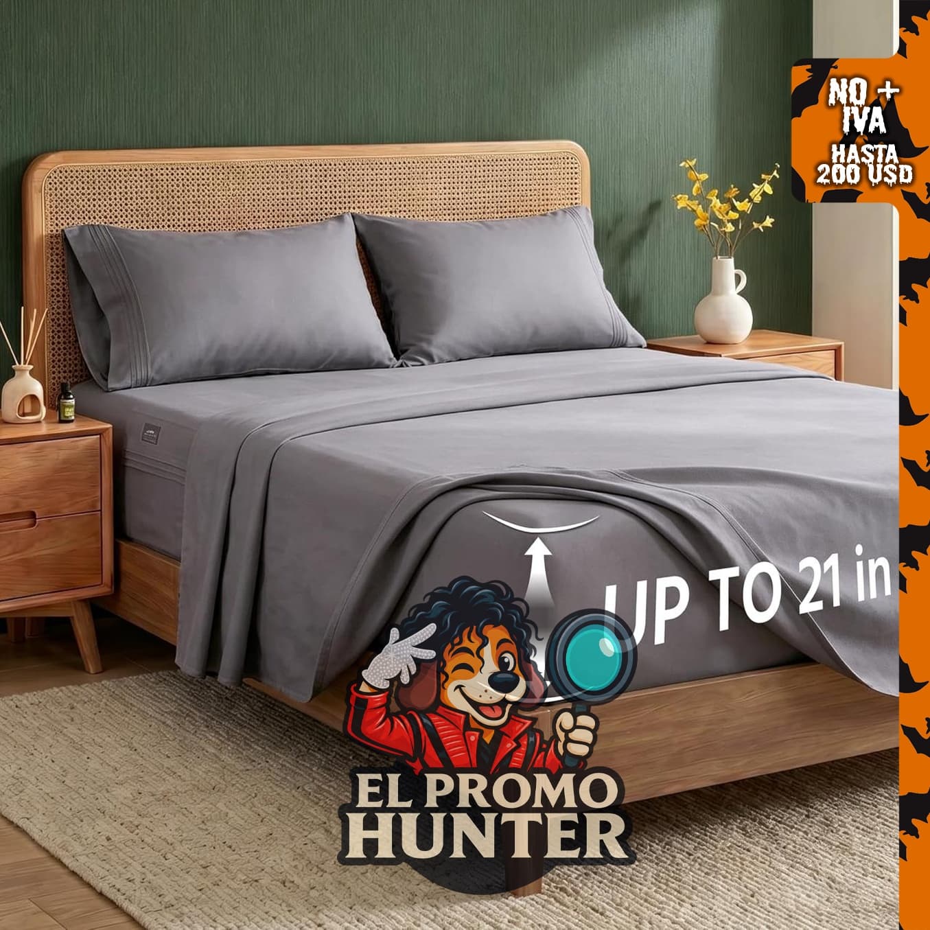 Juego de sábanas King de bolsillo profundo, incluye sábanas y fundas de almohada.