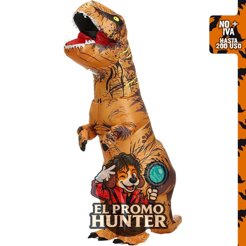 Disfraz inflable de dinosaurio T-Rex para adultos, adecuado para Halloween.