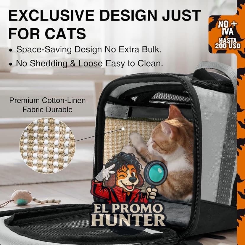 Bolsa de viaje para mascotas aprobada por aerolíneas, adecuada para gatos.