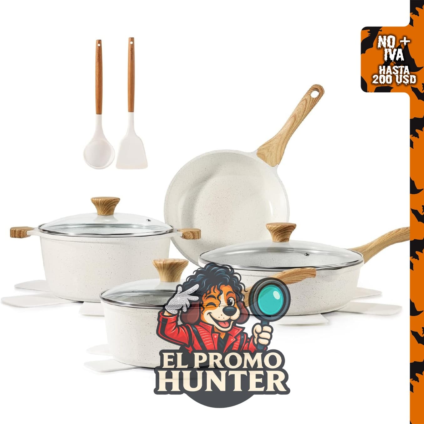 Set de utensilios de cocina SENSARTE de cerámica antiadherente, 13 piezas.