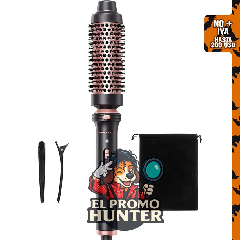 Wavytalk Thermal Brush 1.5" Cepillo redondo térmico desmontable para peinados.