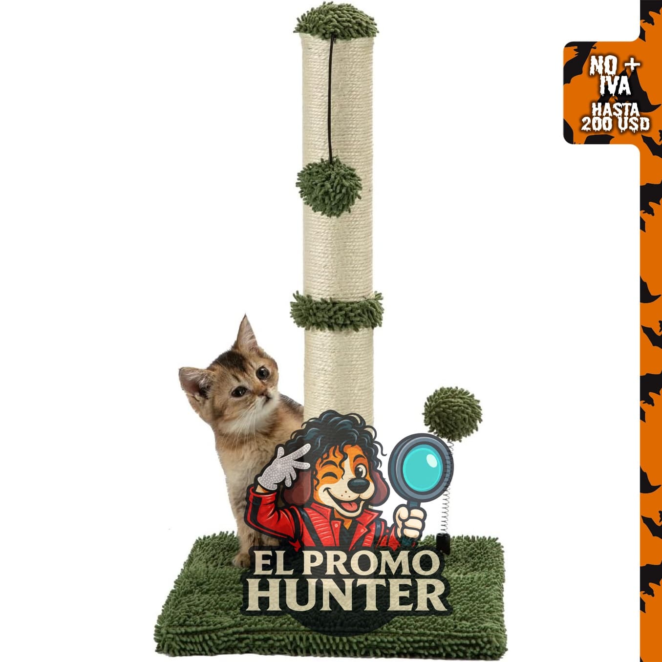 MECOOL Poste Rascador para Gatos Premium Basics de 22" (56 cm) con sisal y pelota colgante.