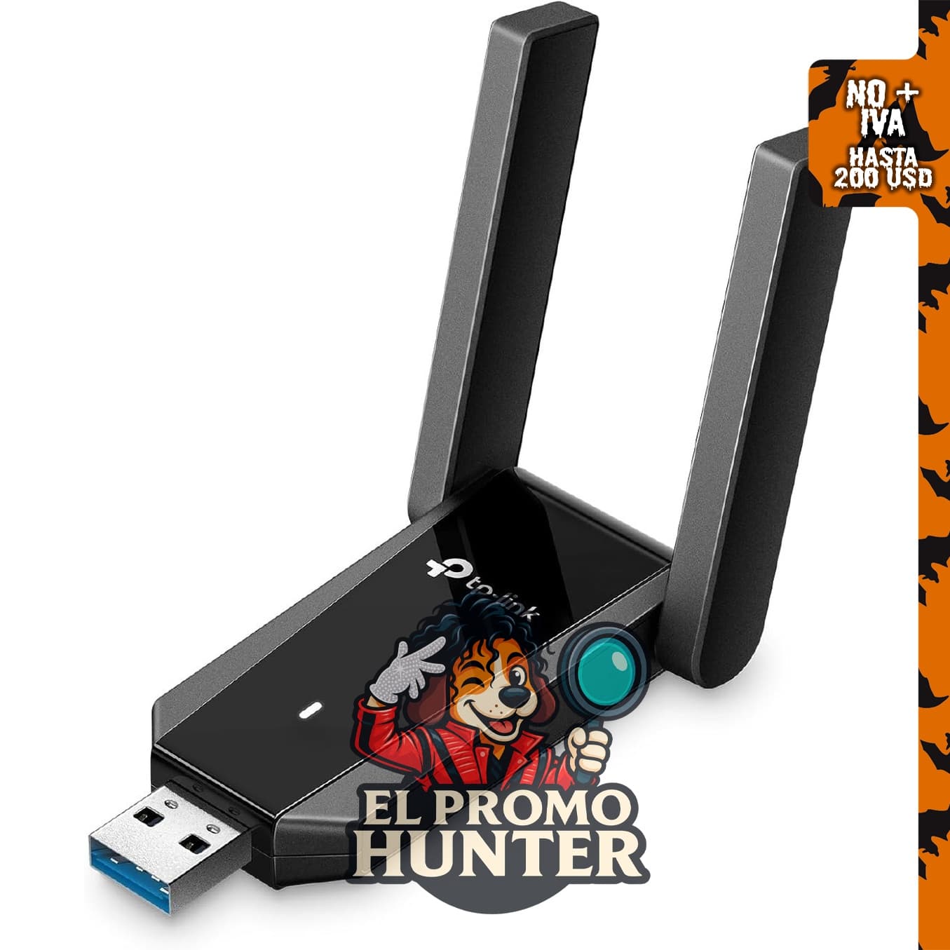 TP-Link Adaptador USB WiFi 6, 1800 Mbps, con antenas de alta ganancia.