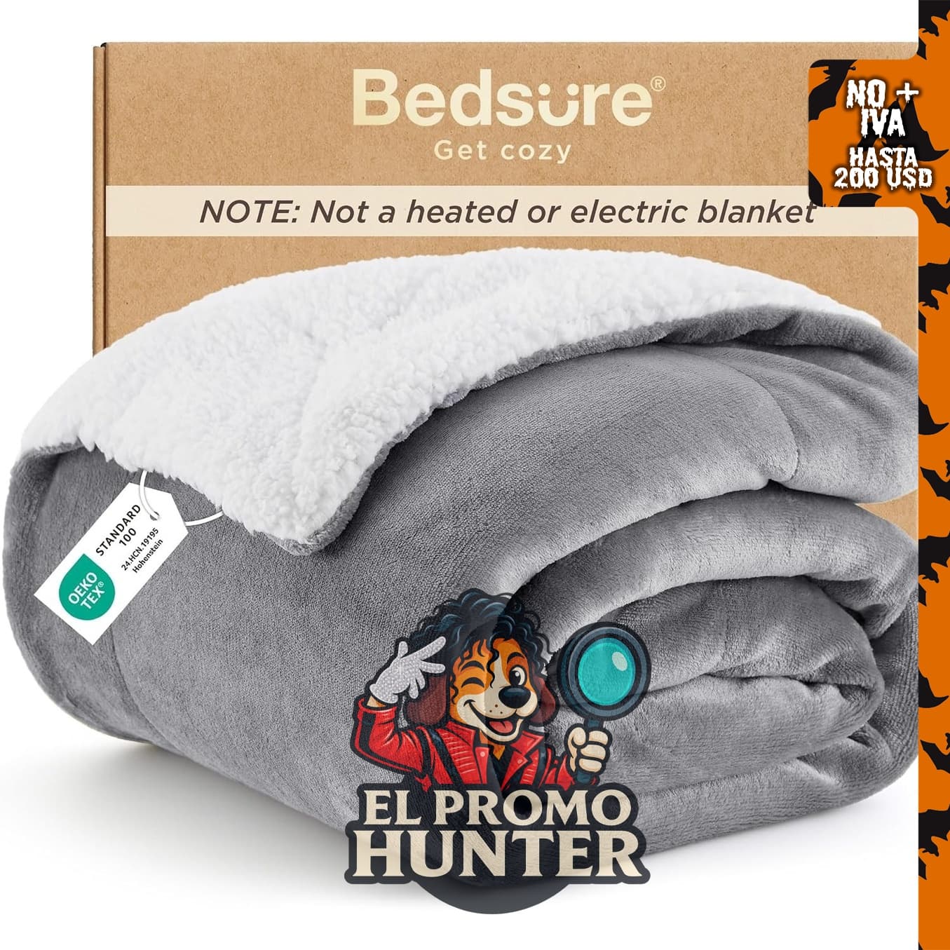 Manta Bedsure de forro polar Sherpa, gruesa y cálida, adecuada para invierno y otoño.