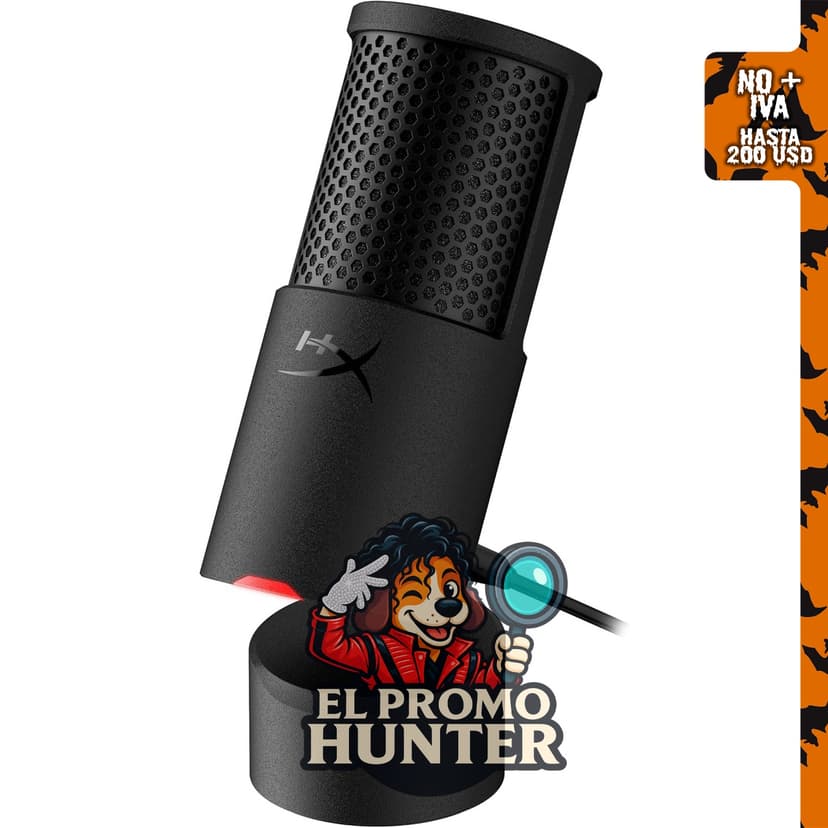 HyperX SoloCast 2, micrófono condensador USB para PC con filtro pop y soporte de choque interno.