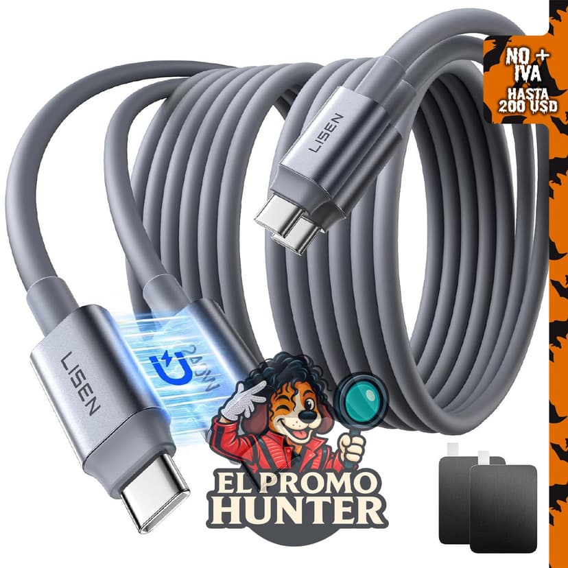 LISEN Tap 1 S Cable de carga rápida C a C de 240W (paquete de 2, 5 pies).