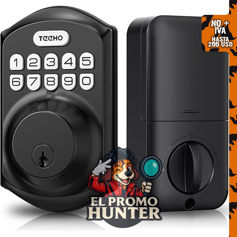 TEEHO TE001 Cerradura de entrada sin llave con teclado para puerta principal, color negro mate.