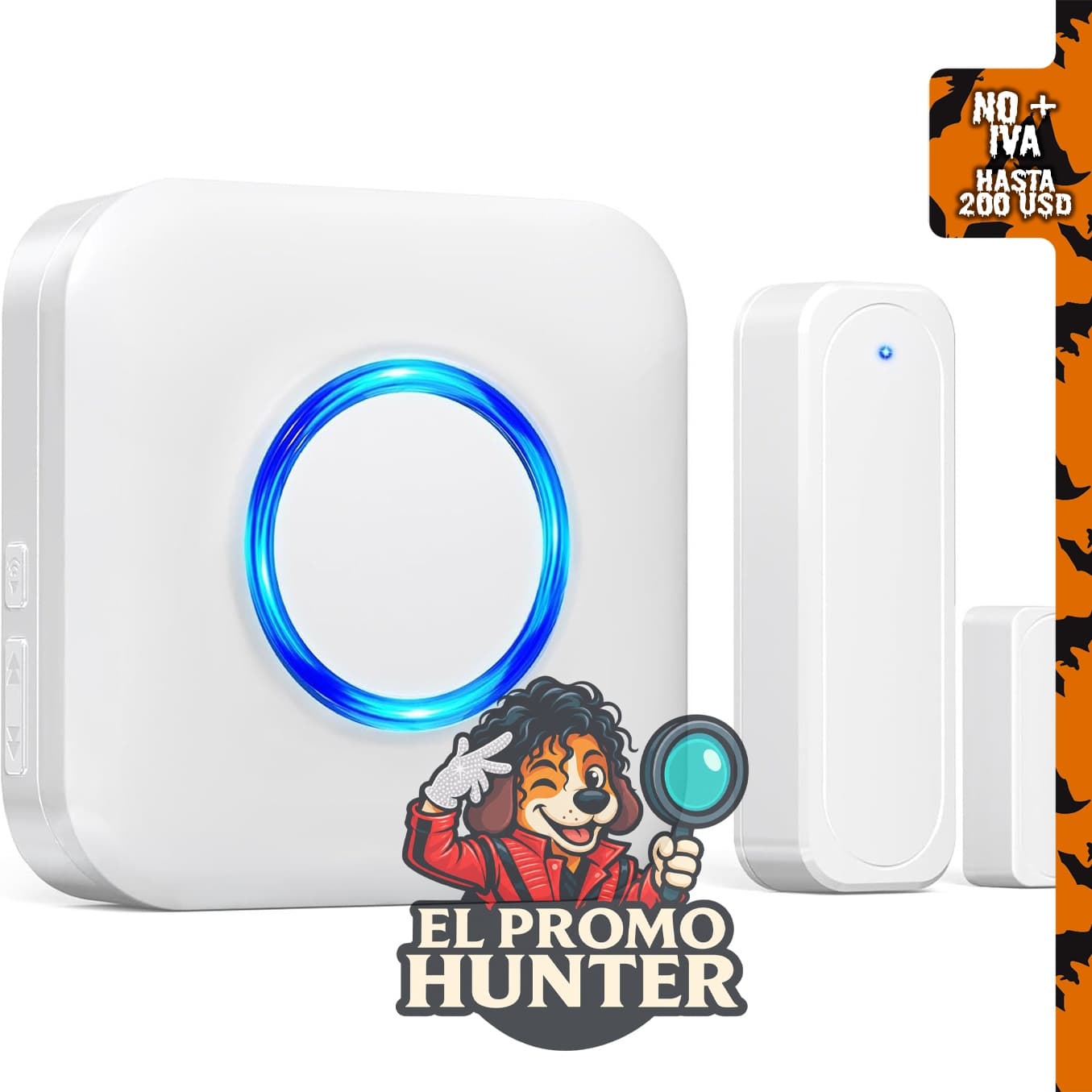 Carillón de puerta inalámbrico Satisure con alarma y sensor para el hogar.