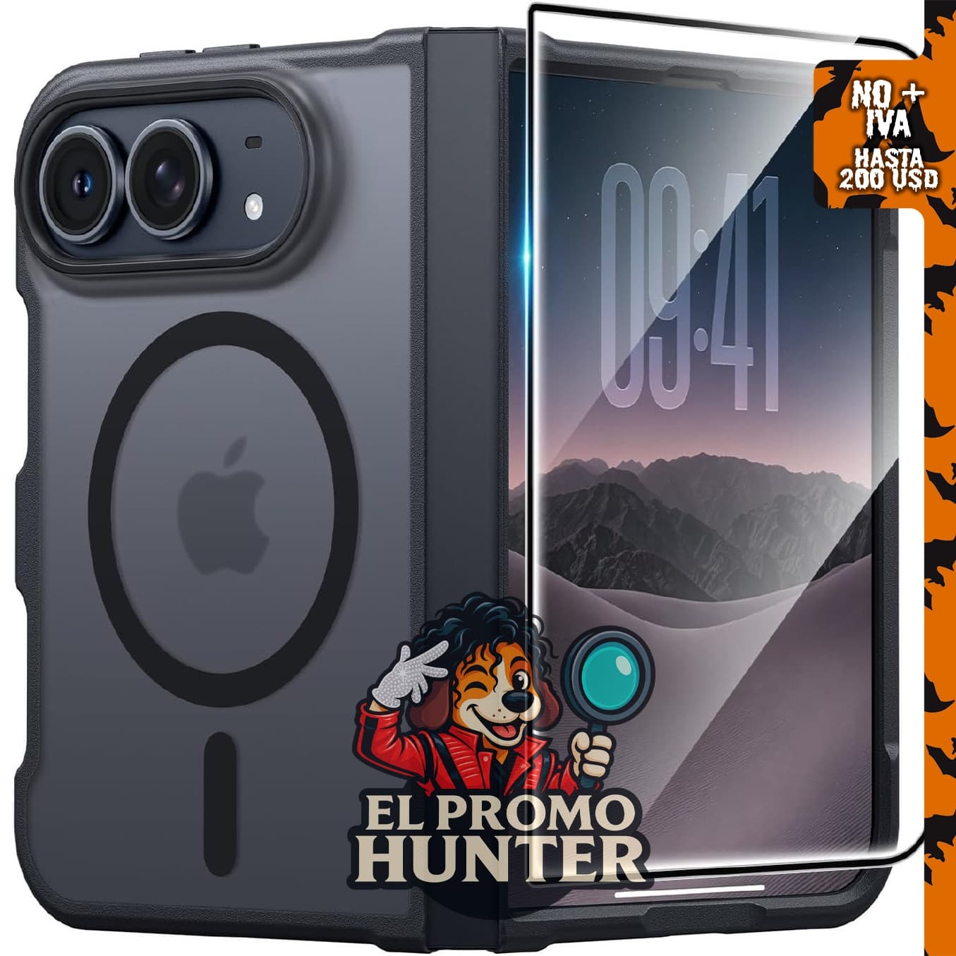 FNTCASE Funda para iPhone Duo, compatible con Magsafe, color negro.