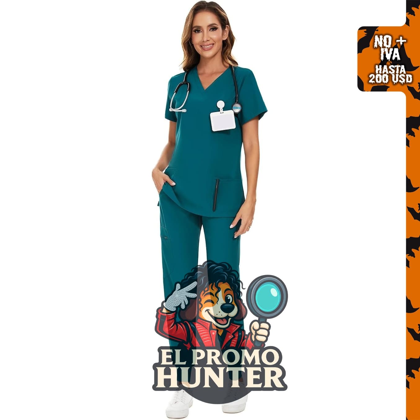COZYFIT Conjunto de Scrubs para Mujeres - Camiseta con Cuello en V y Pantalón Jogger con 9 Bolsillos