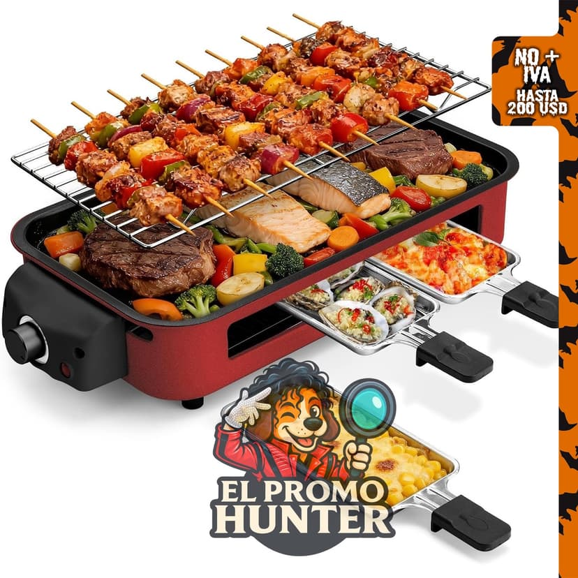 Pukomc Parrilla eléctrica 2 en 1 para interiores.