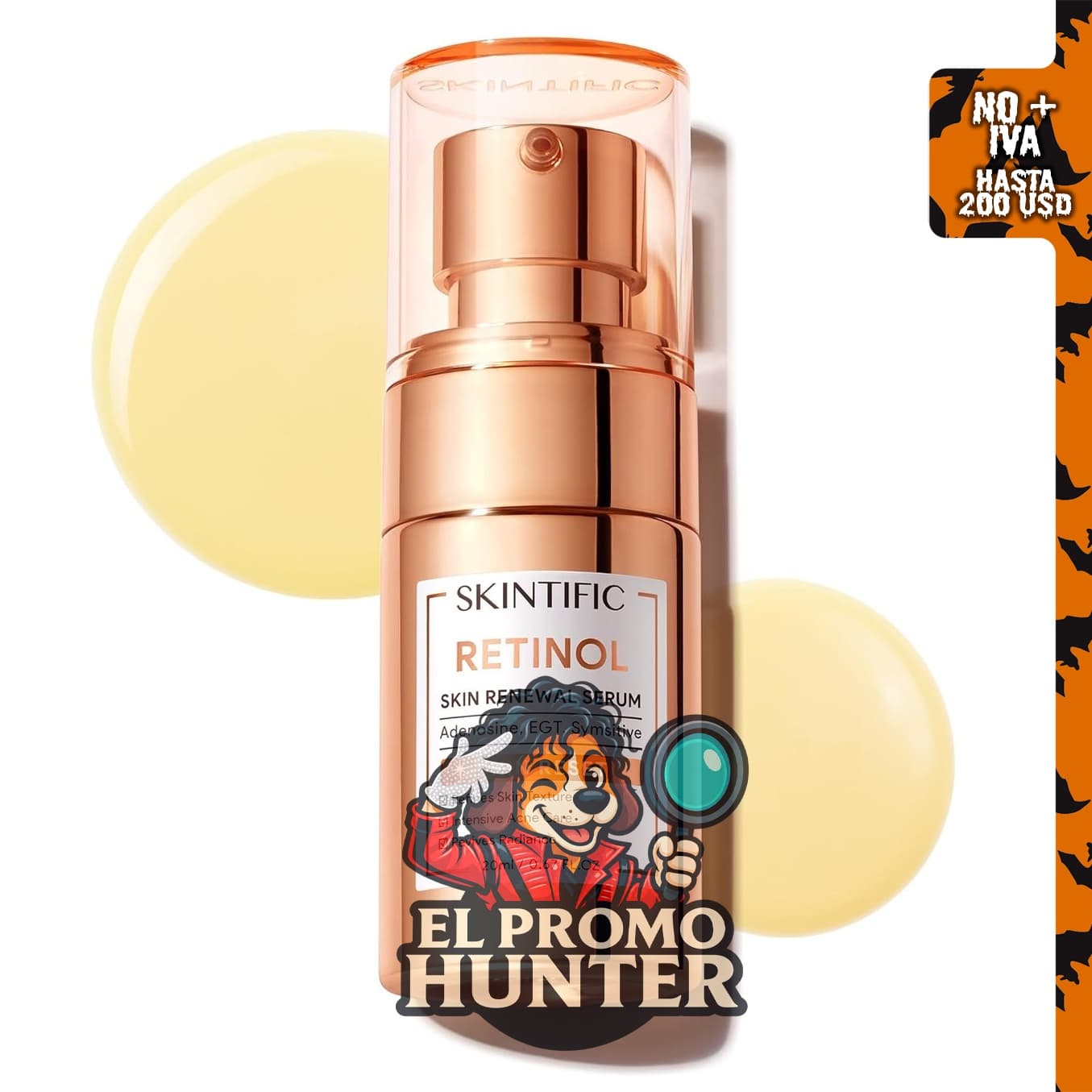 SKINTIFIC Suero de retinol al 0,1% con zinc para el cuidado del rostro.
