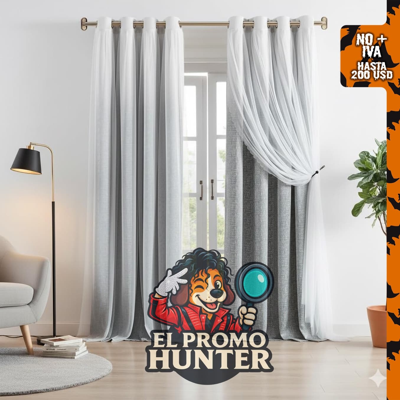 Cortinas opacas de doble capa Amzdecor, color gris y blanco, con paneles degradados y ojales superiores.