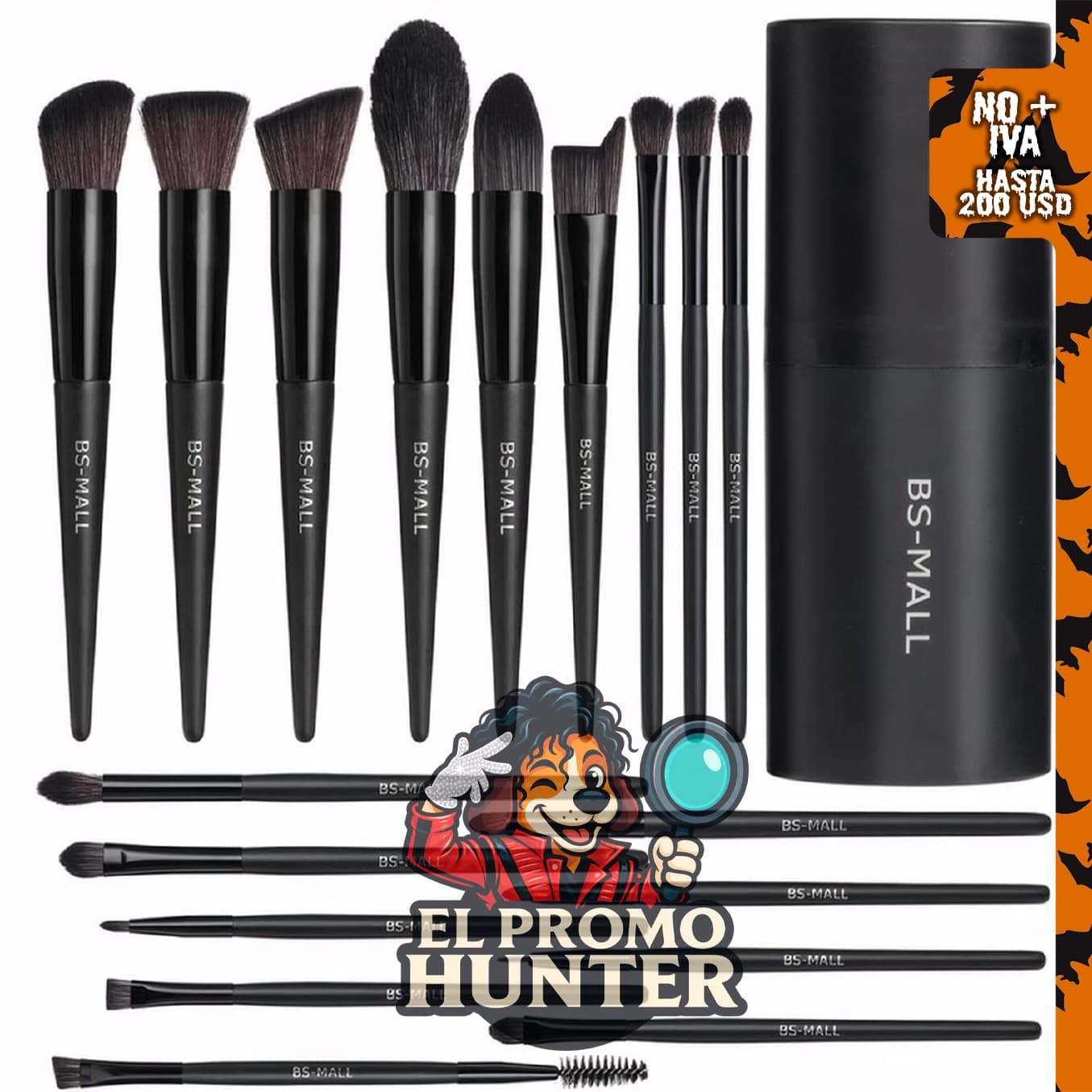 BS-MALL Juego de 18 brochas de maquillaje sintéticas con estuche negro.