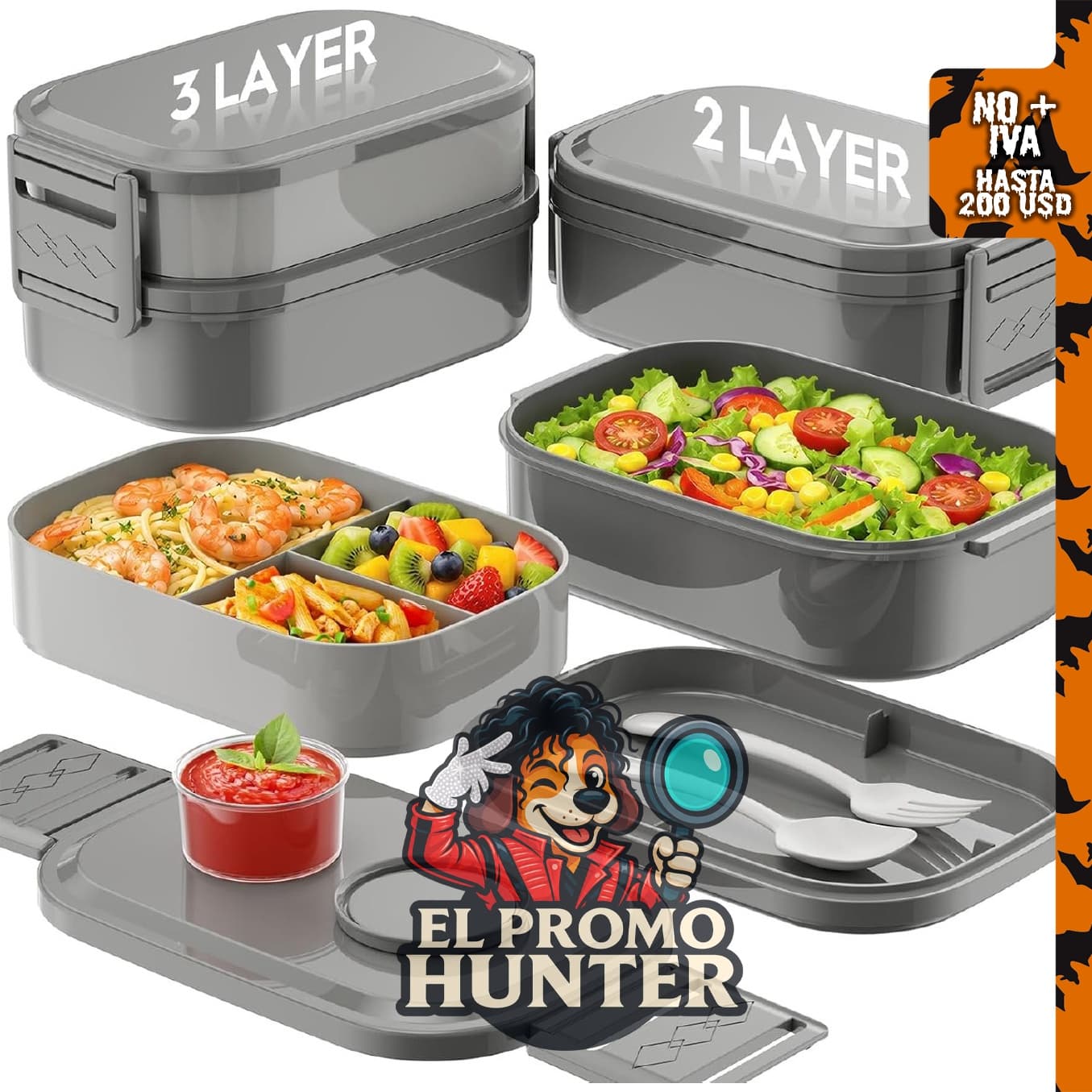 BiuLeon Lonchera Bento Box para adultos, contenedor de almuerzo de 65 oz (1.93 L), ajustable a 2/3 niveles, sin BPA, a prueba de fugas, apilable, apto para microondas y lavavajillas.