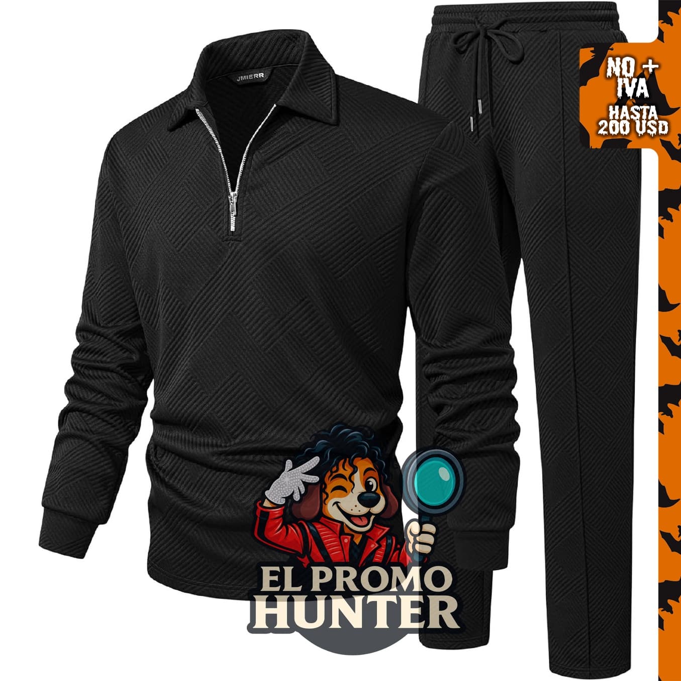 JMIERR Conjunto Deportivo de 2 Piezas para Hombre, incluye camiseta polo con cremallera de 1/4 y pantalones deportivos.