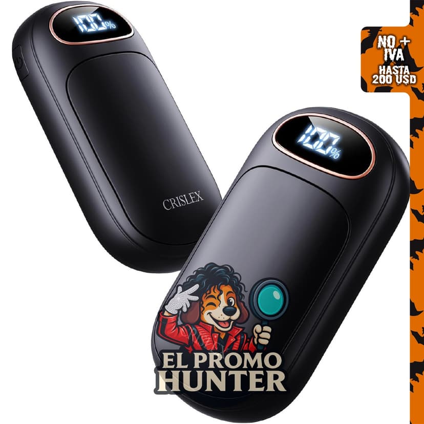 Calentadores de manos eléctricos CRISLEX, recargables y reutilizables, con 4 niveles de calor y pantalla LED.