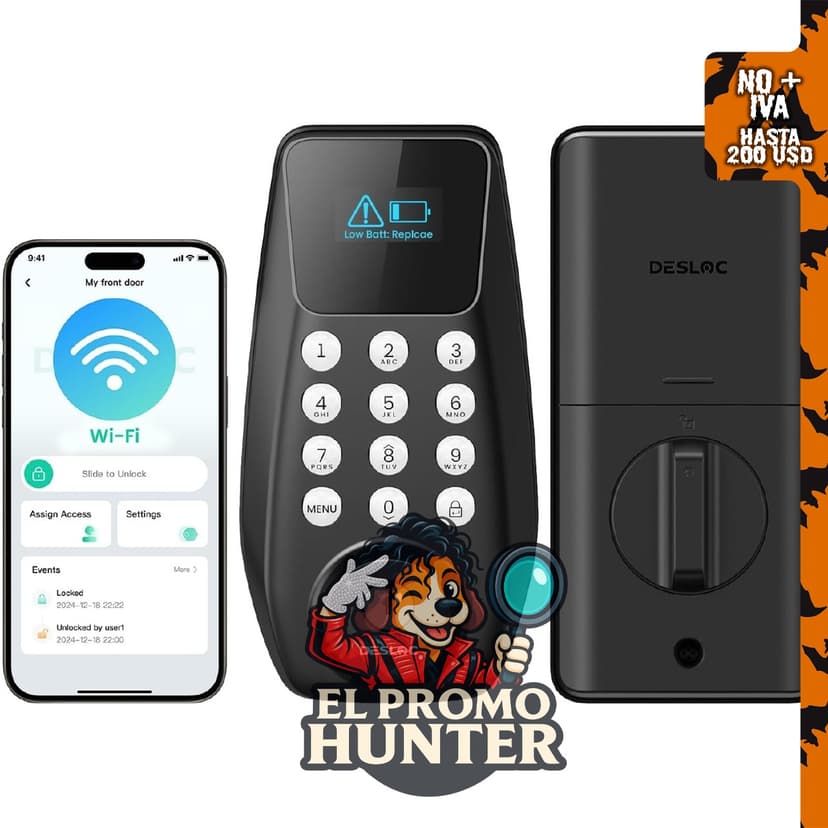 DESLOC C100 Plus Cerradura Inteligente WiFi con Teclado y Pantalla Visual