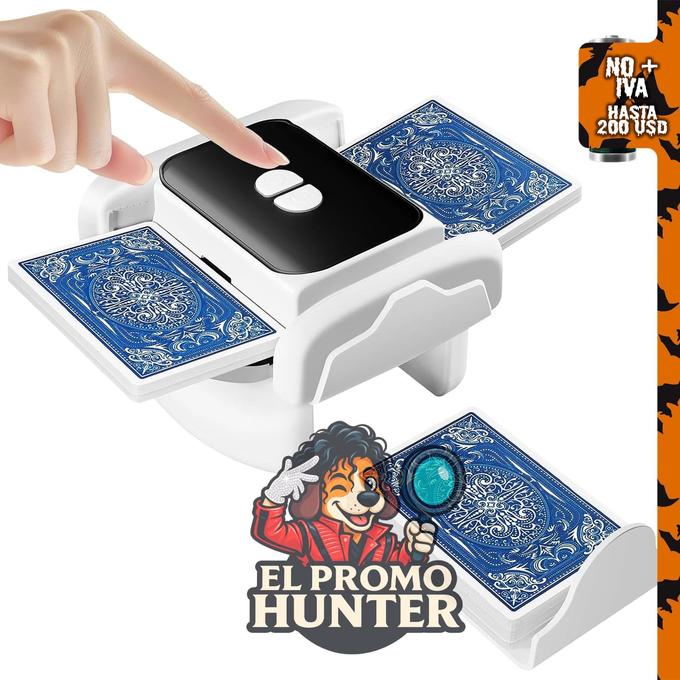 Barajador automático de tarjetas XISZMOG, recargable, para 1-2 barajas, portátil y de bajo ruido.